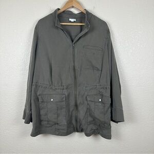 J.Jill Olive Military Mock Neck Zip Front Long Sleeve Jacket Size 2X Women